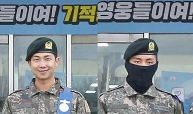 RM dan V BTS Bertukar Jabatan di Foto Peserta Wamil Terbaru